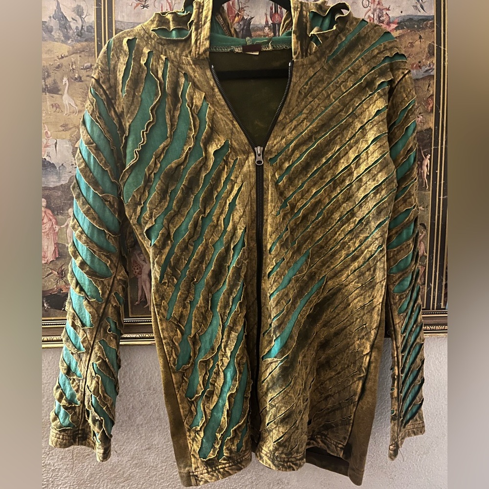 Made in Nepal  Green and Gold Women's Hoodie